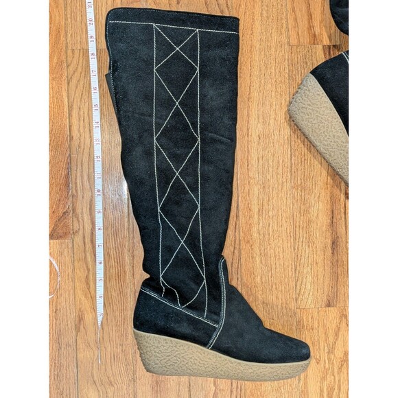Oh Deer Stags Women's Size 7 Black Faux Suede Envy Wedge Knee High Boots - Picture 7 of 7
